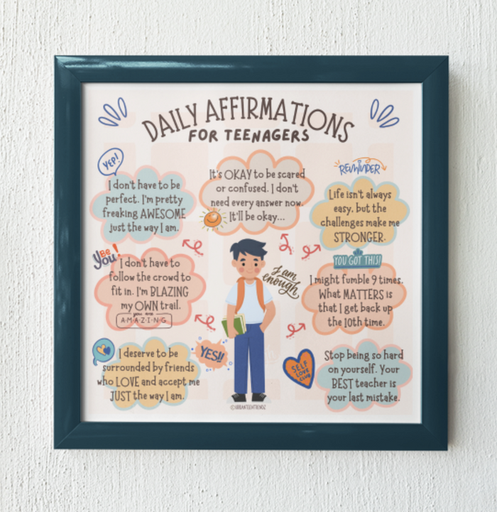 "Daily Affirmations for Teenagers" Boy Poster