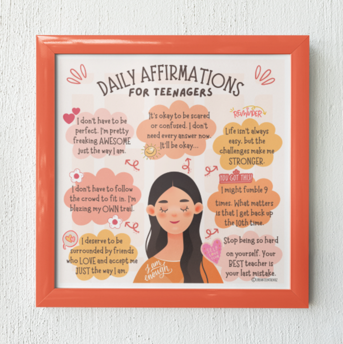 "Daily Affirmations for Teenagers" Girl Poster