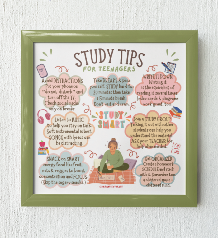 "Study Tips for Teenagers" Poster